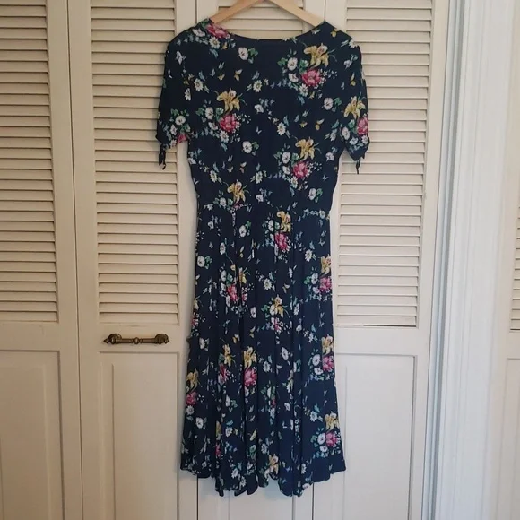 GAP x Sarah Jessica Parker Blue Floral Spring Midi Dress Size M - Picture 3 of 6